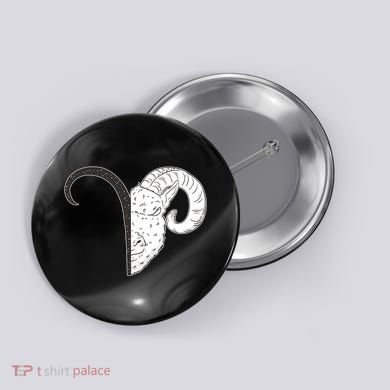Aries Zodiac Symbol Birthday Gift Button