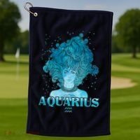 Aquarius Zodiac Woman Golf Towel thumb 1