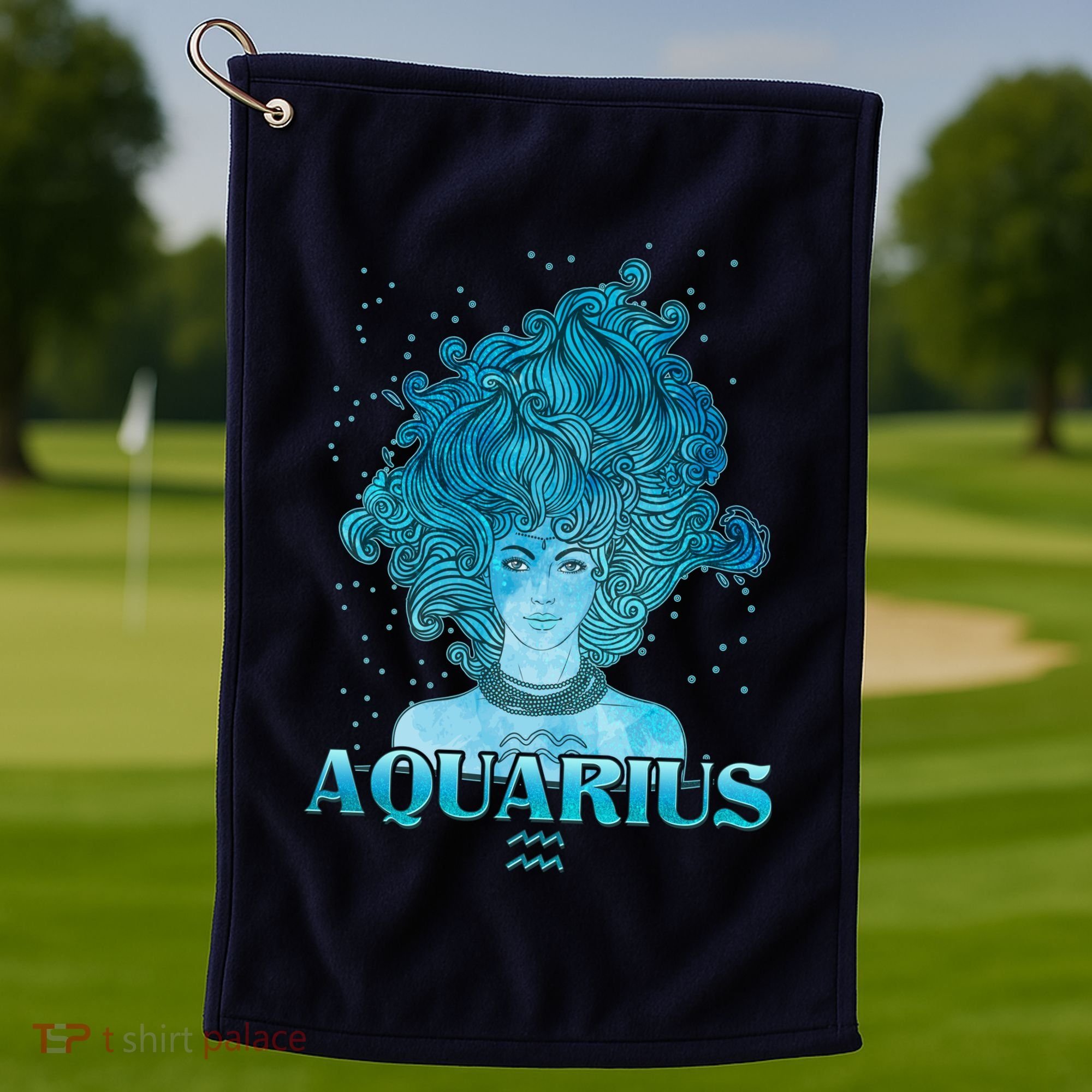 Aquarius Zodiac Woman Golf Towel