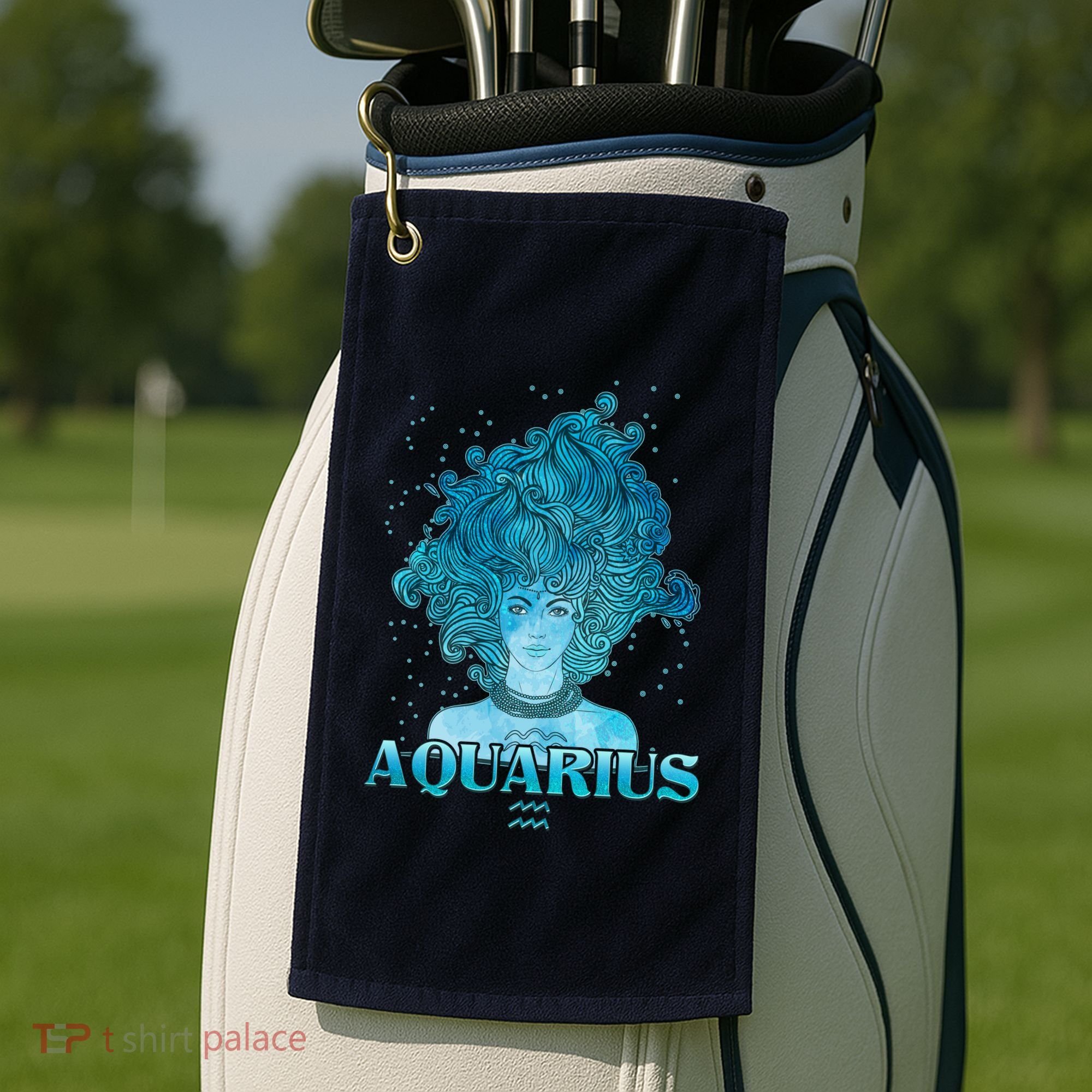 Aquarius Zodiac Woman Golf Towel