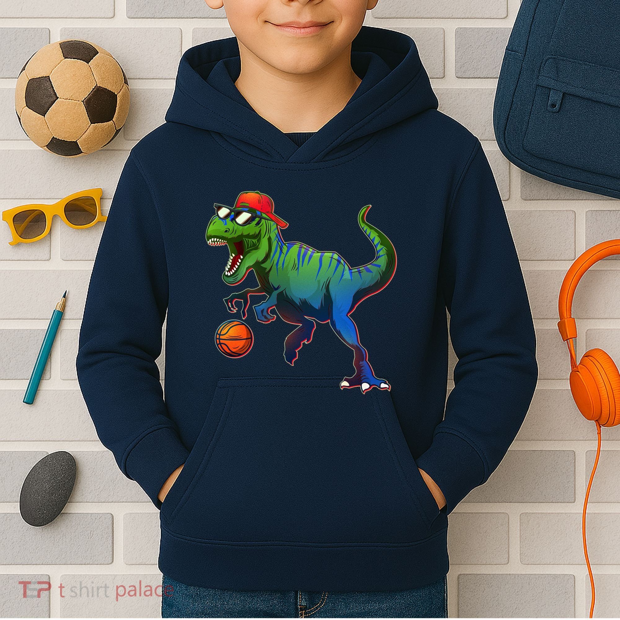 B-Ball T-Rex Kids Hoodie