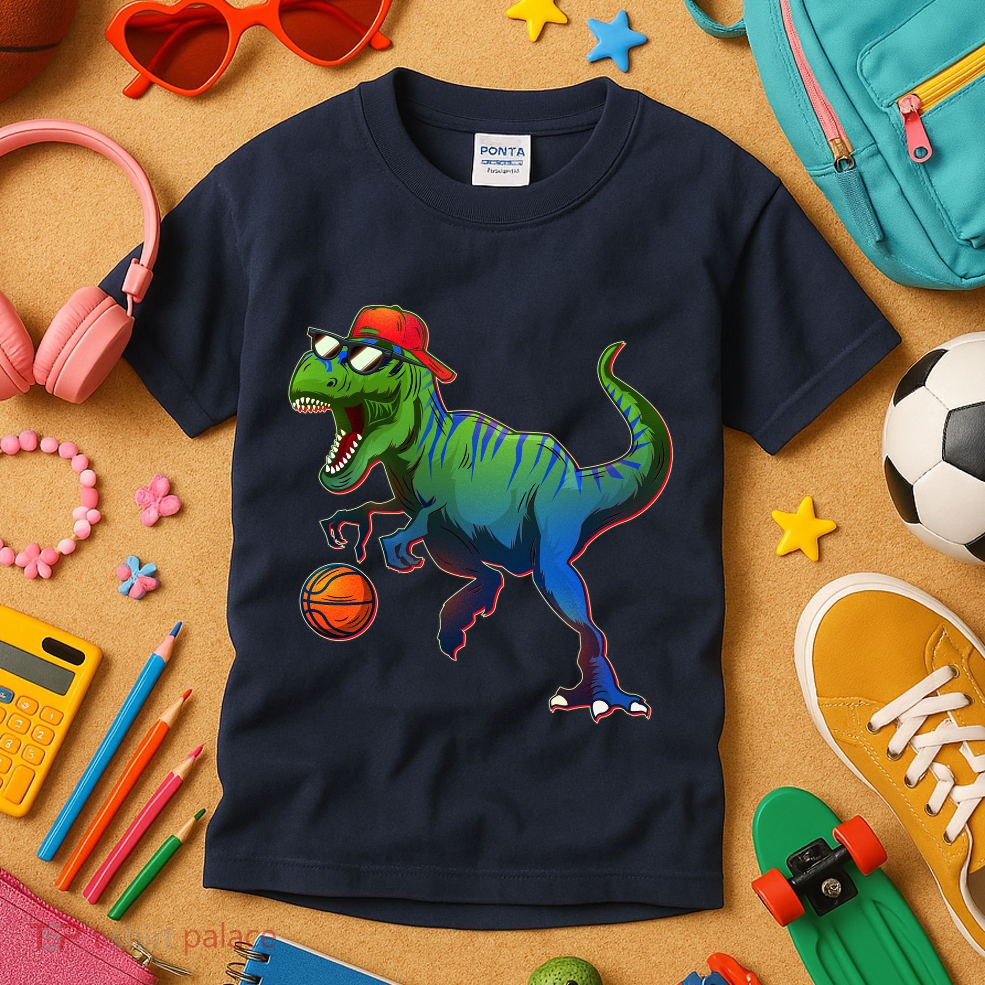 B-Ball T-Rex Kids T-Shirt