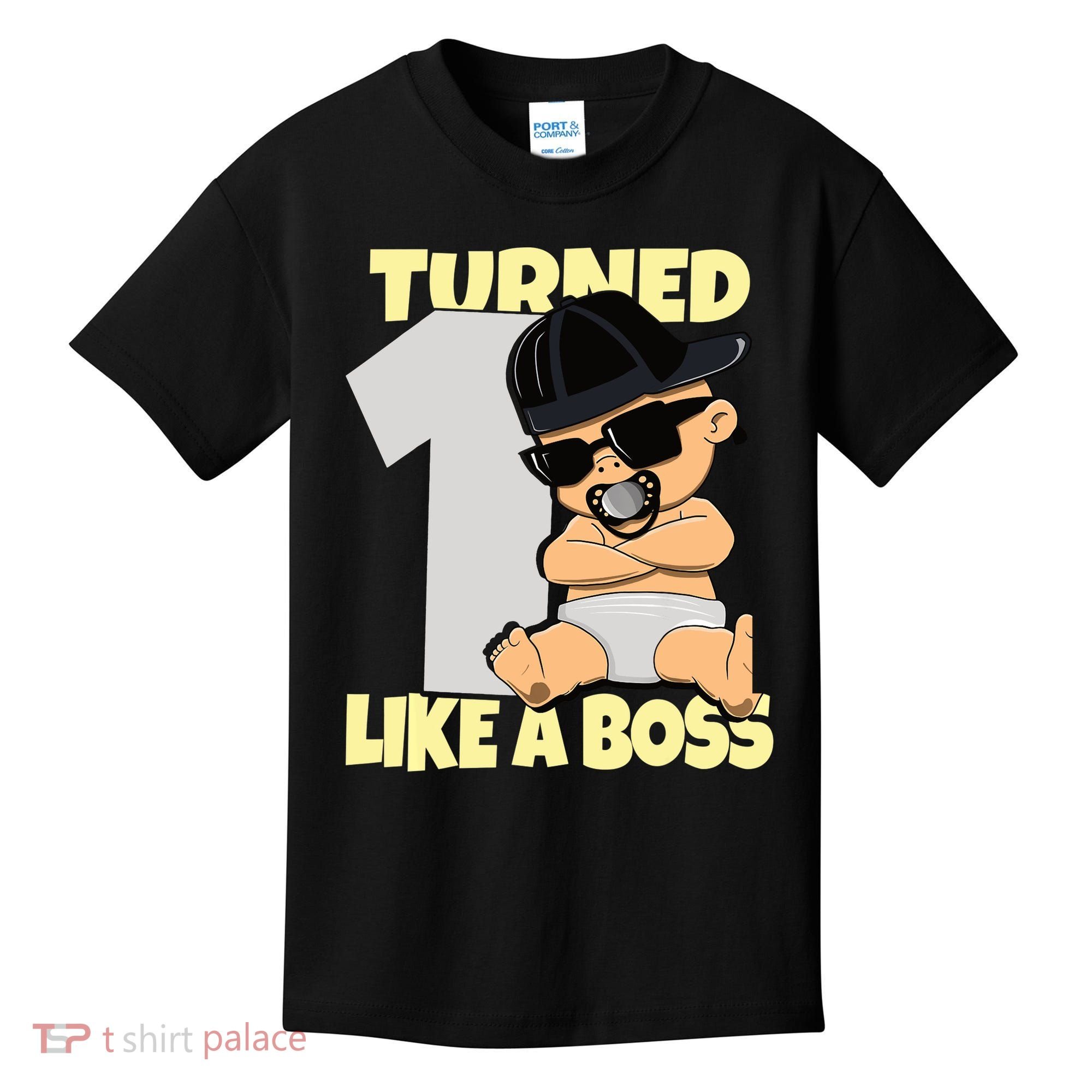Baby 1st Birthday Boy Girl 1 Year Like a Boss Kids T-Shirt