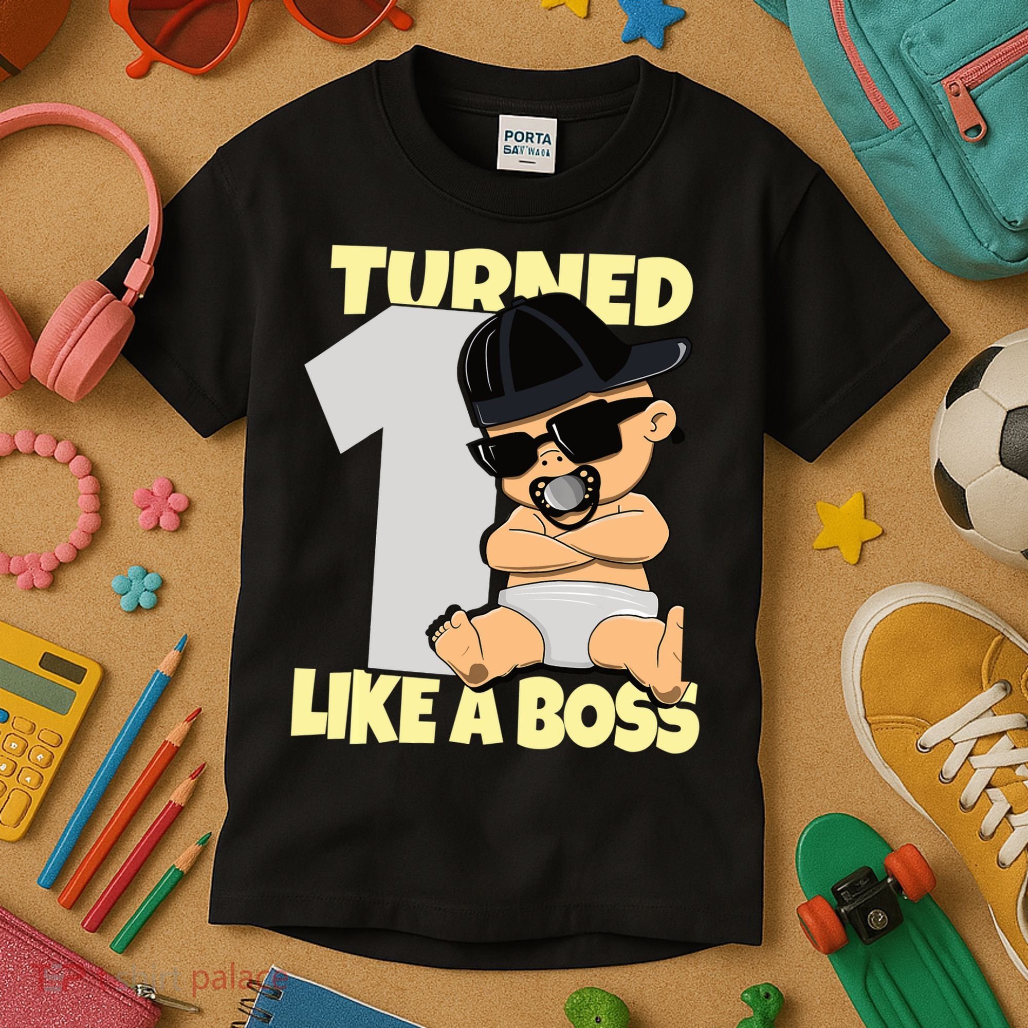 Baby 1st Birthday Boy Girl 1 Year Like a Boss Kids T-Shirt