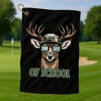 Bucked 100 Days Of School Deer Student 100th Day Golf Towel thumb 1