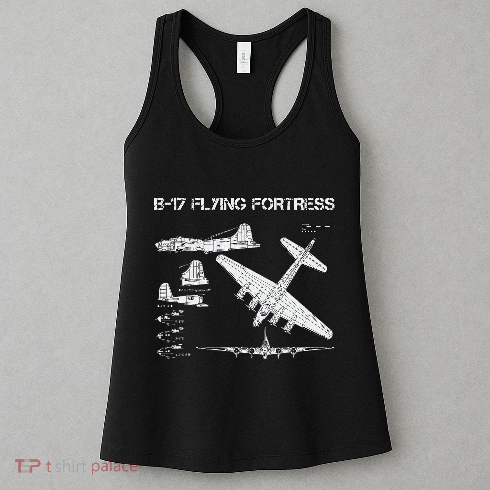 B 17 Flying Fortress Ww2 Heavy Bomber Aircraft Blueprint Women's Tank Top