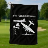B 17 Flying Fortress Ww2 Heavy Bomber Aircraft Blueprint Golf Towel thumb 1