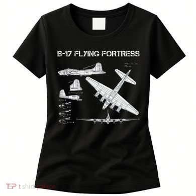 B 17 Flying Fortress Ww2 Heavy Bomber Aircraft Blueprint Women's T-Shirt