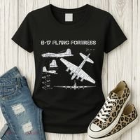 B 17 Flying Fortress Ww2 Heavy Bomber Aircraft Blueprint Women's T-Shirt thumb 3