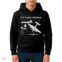 B 17 Flying Fortress Ww2 Heavy Bomber Aircraft Blueprint Kids Hoodie thumb 4