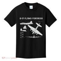 B 17 Flying Fortress Ww2 Heavy Bomber Aircraft Blueprint Kids T-Shirt thumb 0