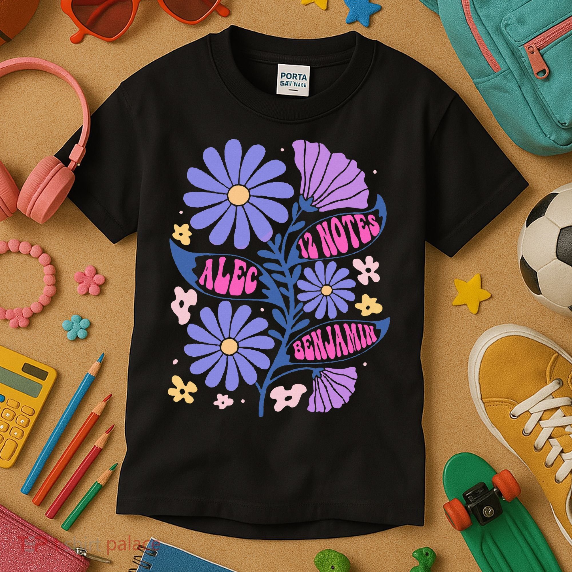 Benjamin 12 Notes Flower Art Alec Kids T-Shirt