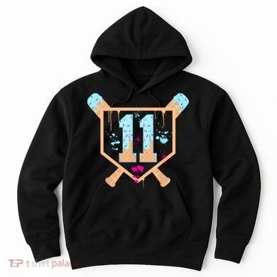 Baseball 11 Year Old Ice Cream Drip 11th Birthday Boy 11  Hoodie