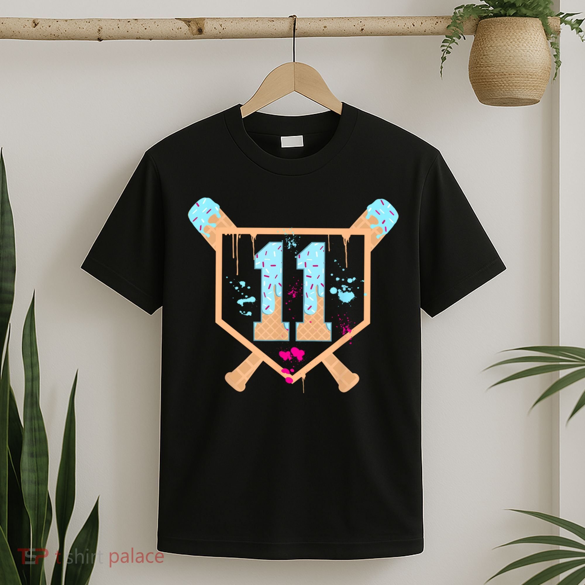 Baseball 11 Year Old Ice Cream Drip 11th Birthday Boy 11  T-Shirt