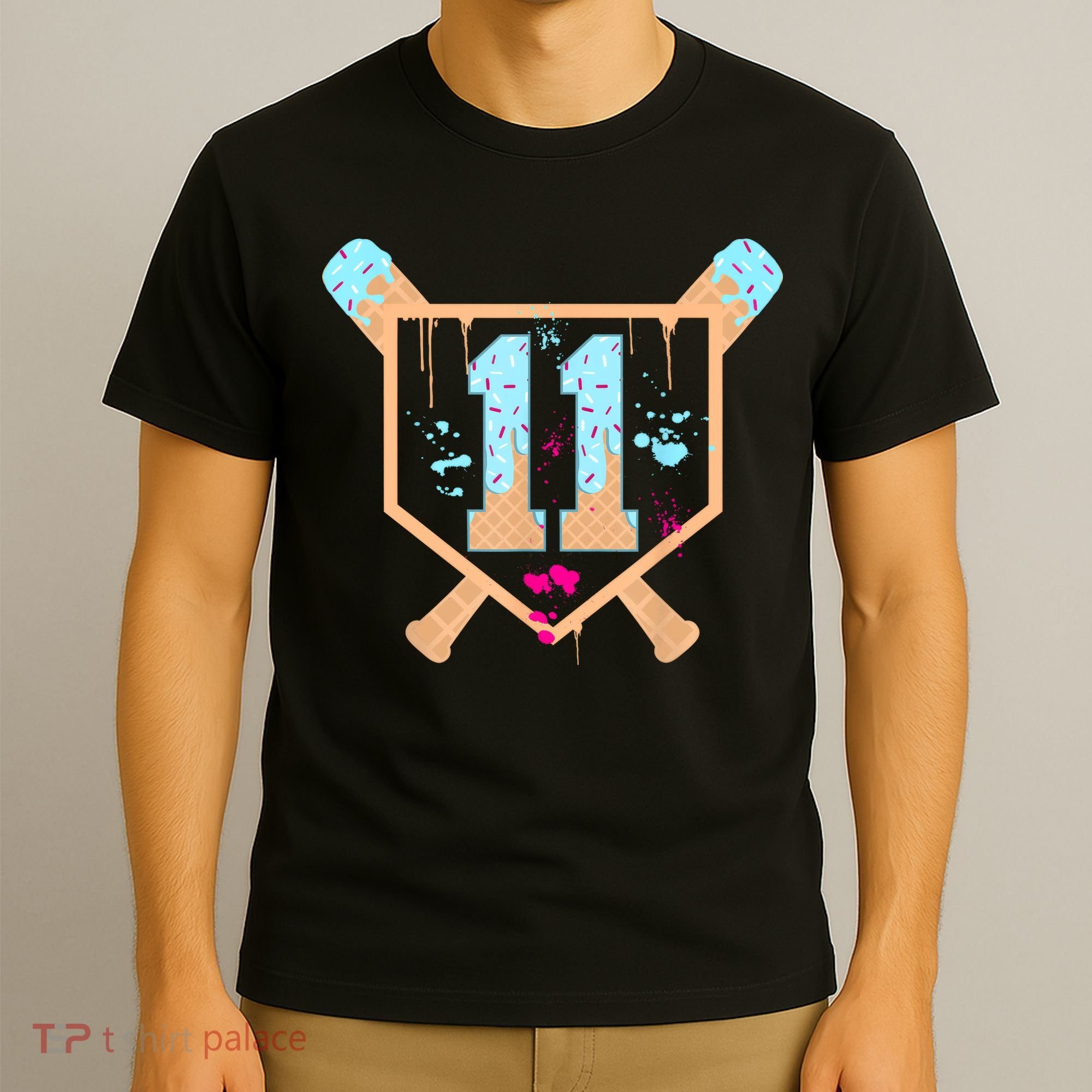 Baseball 11 Year Old Ice Cream Drip 11th Birthday Boy 11  T-Shirt