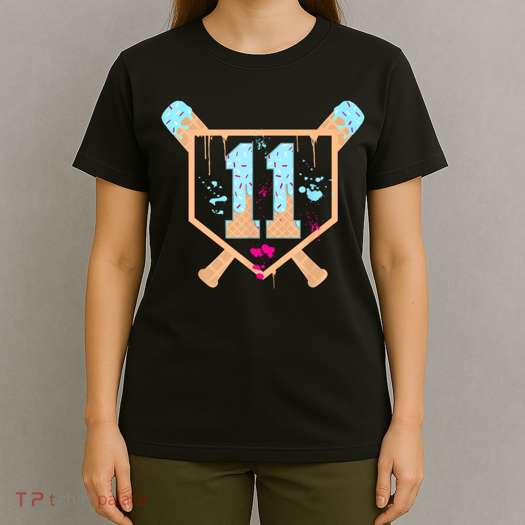 Baseball 11 Year Old Ice Cream Drip 11th Birthday Boy 11  T-Shirt