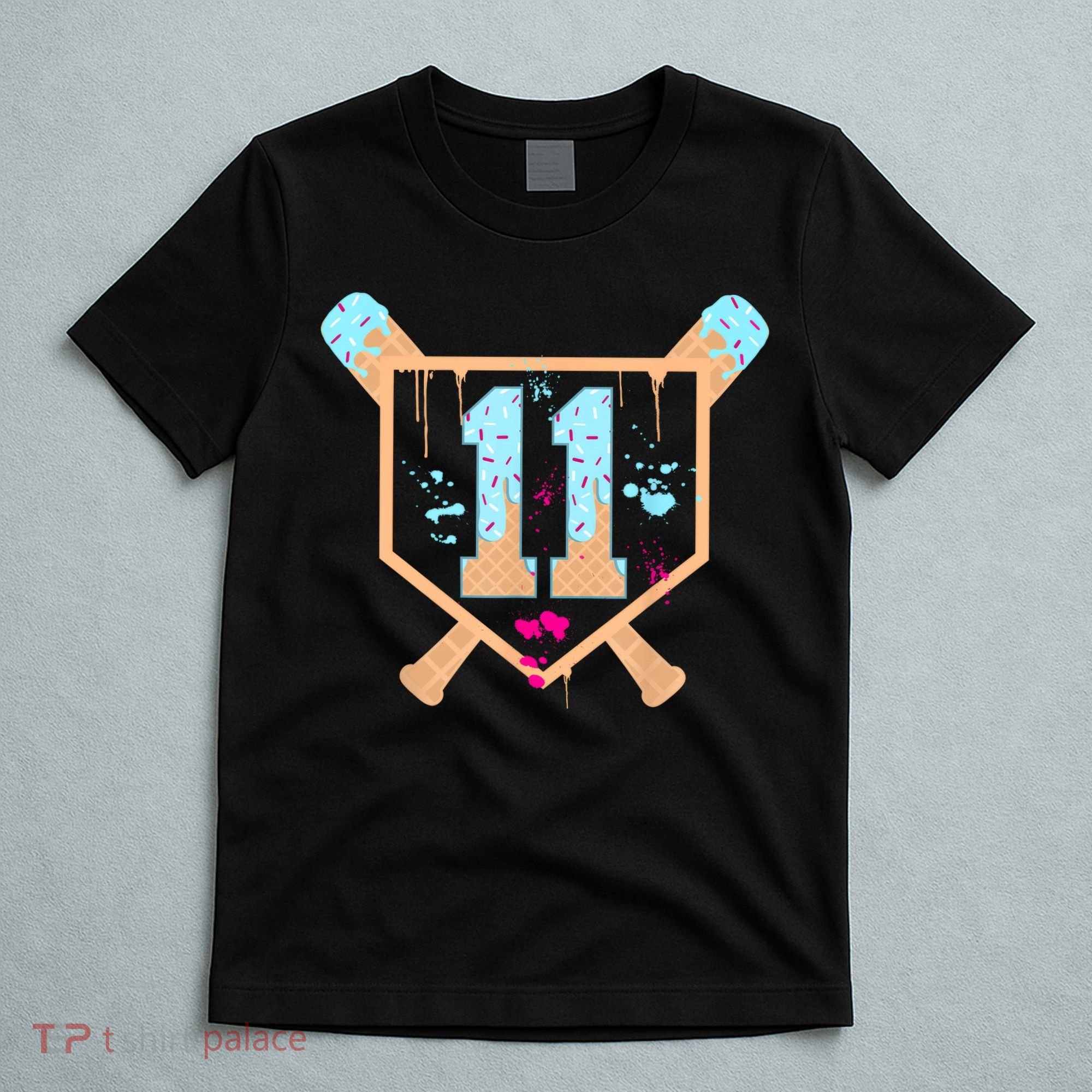 Baseball 11 Year Old Ice Cream Drip 11th Birthday Boy 11  T-Shirt