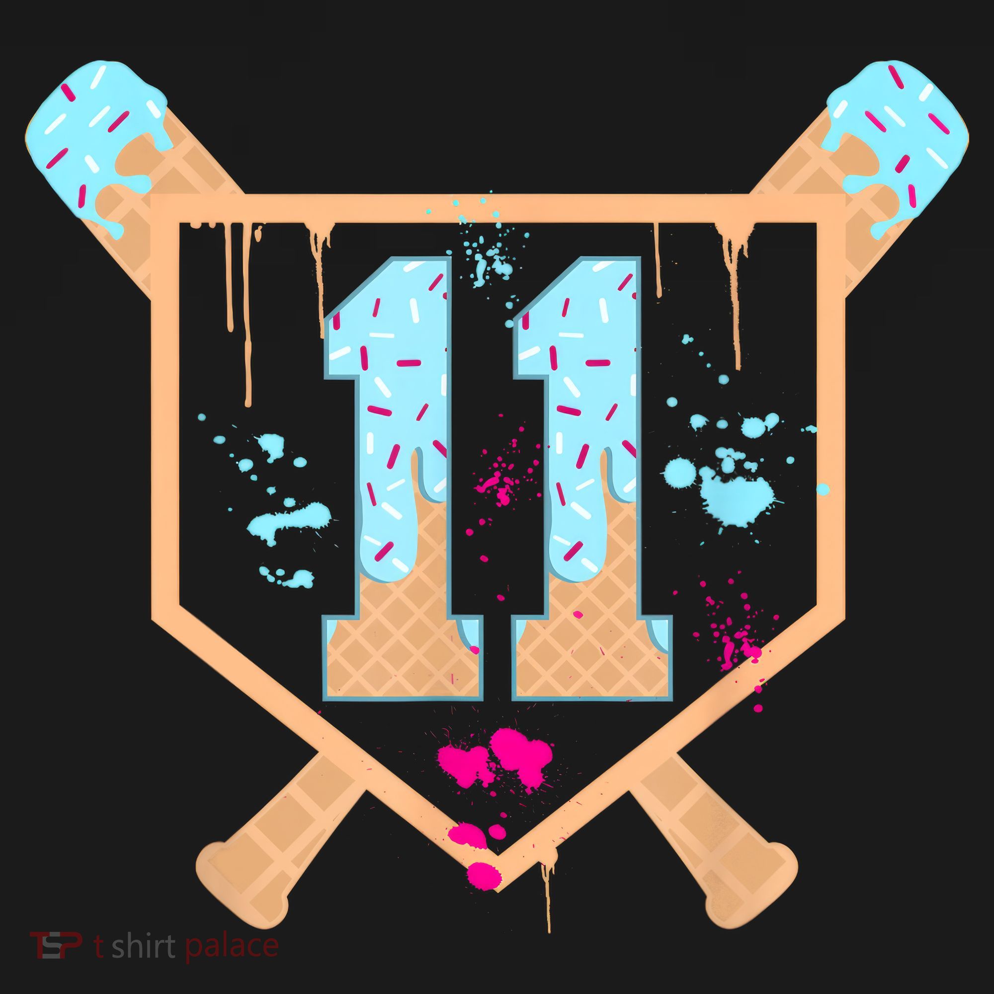 Baseball 11 Year Old Ice Cream Drip 11th Birthday Boy 11  T-Shirt