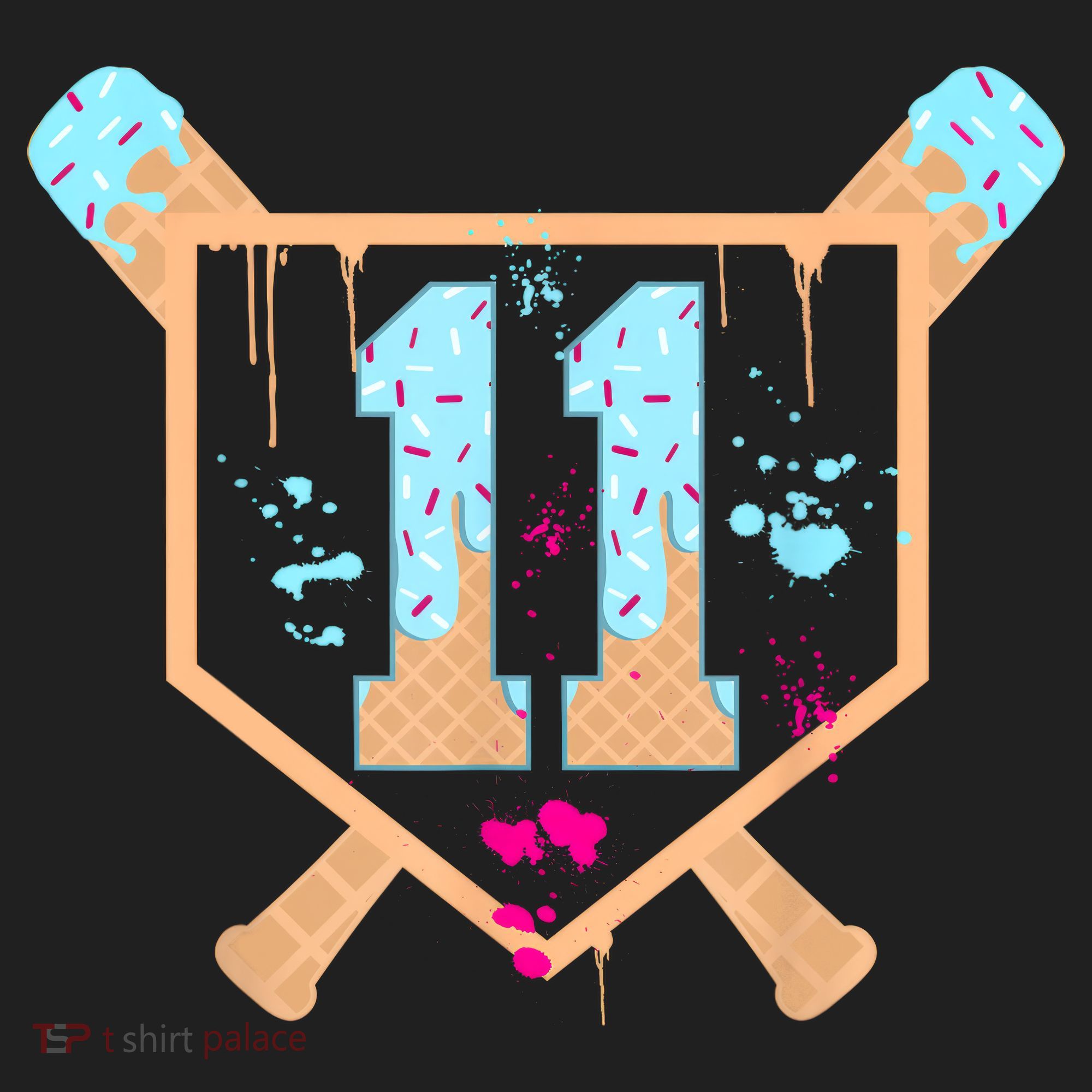 Baseball 11 Year Old Ice Cream Drip 11th Birthday Boy 11  Beanie