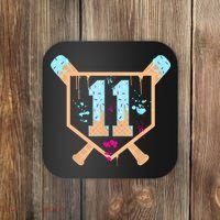 Baseball 11 Year Old Ice Cream Drip 11th Birthday Boy 11  Coaster thumb 0
