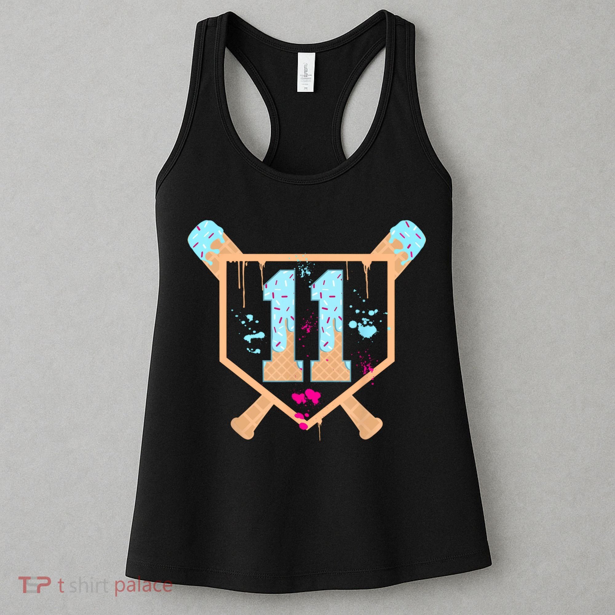 Baseball 11 Year Old Ice Cream Drip 11th Birthday Boy 11  Women's Tank Top