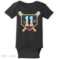 Baseball 11 Year Old Ice Cream Drip 11th Birthday Boy 11  Baby Bodysuit thumb 0
