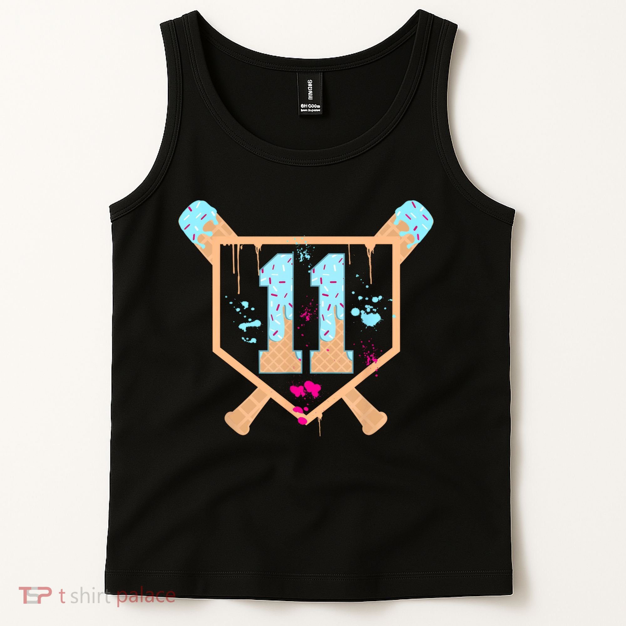 Baseball 11 Year Old Ice Cream Drip 11th Birthday Boy 11  Tank Top