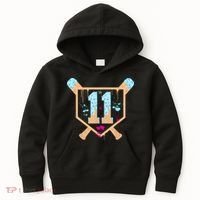 Baseball 11 Year Old Ice Cream Drip 11th Birthday Boy 11  Kids Hoodie thumb 0
