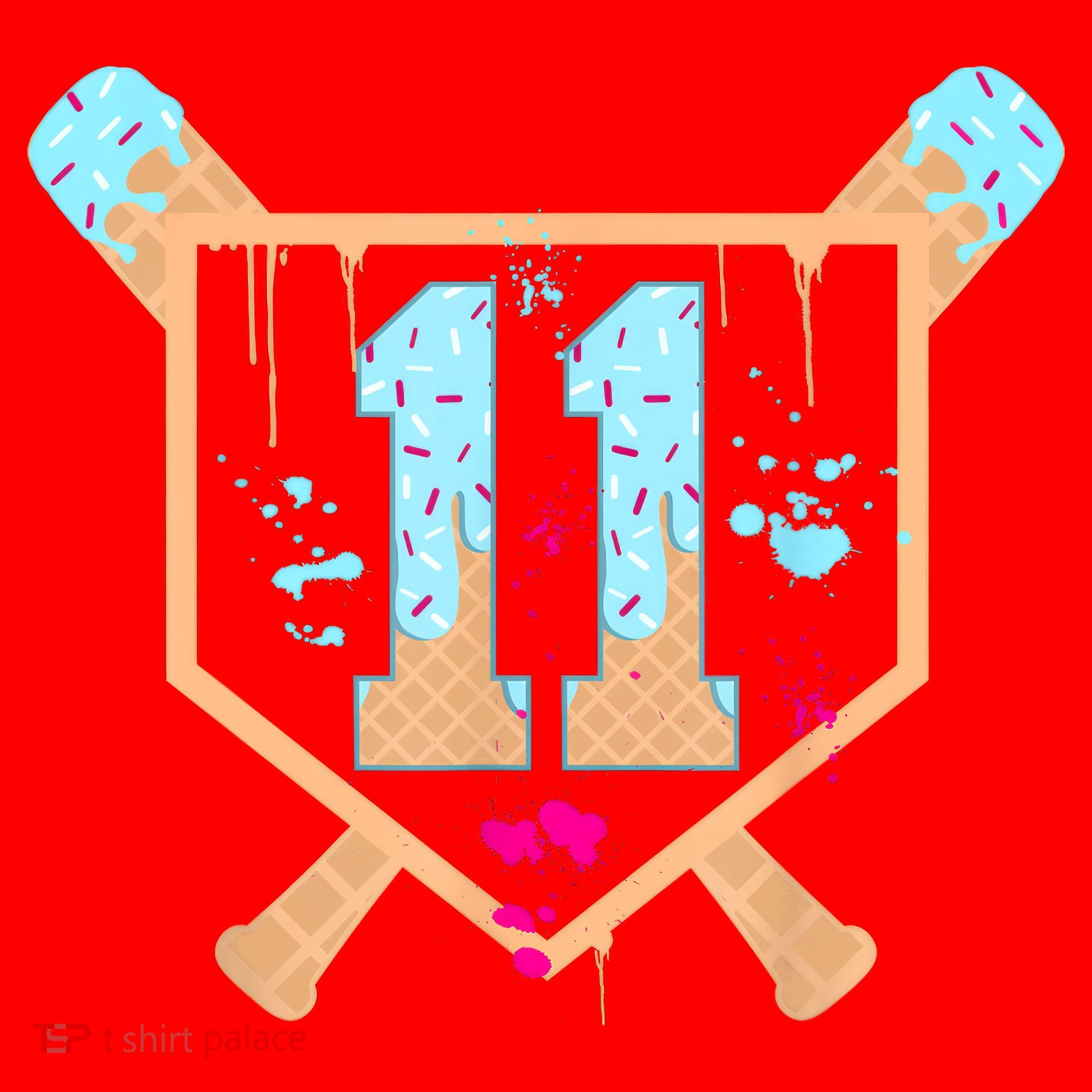 Baseball 11 Year Old Ice Cream Drip 11th Birthday Boy 11  Santa Hat