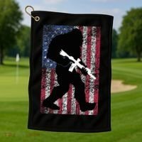 Bigfoot 2nd Amendment Right To Bear Arms Gift For Gun Owner Golf Towel thumb 1