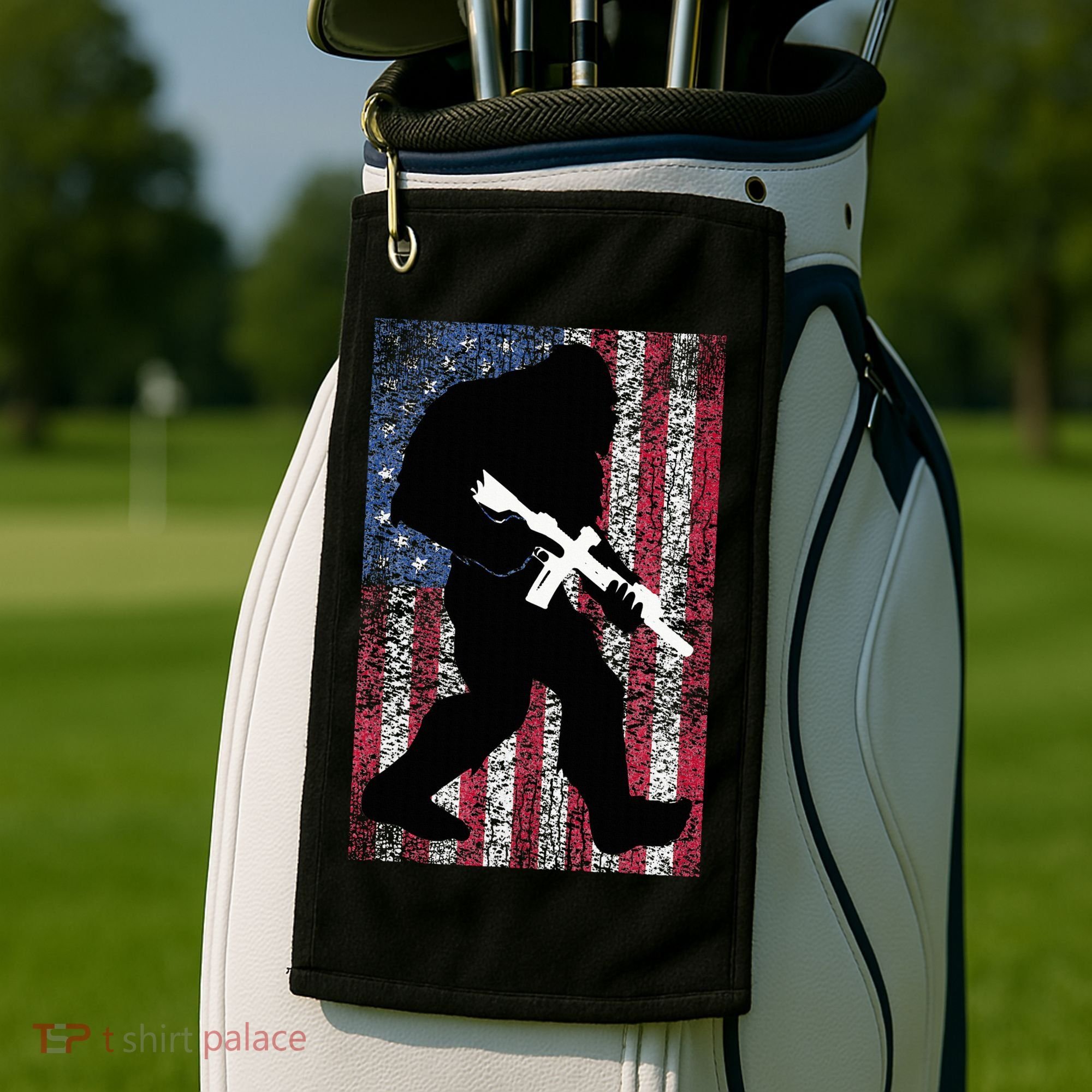 Bigfoot 2nd Amendment Right To Bear Arms Gift For Gun Owner Golf Towel