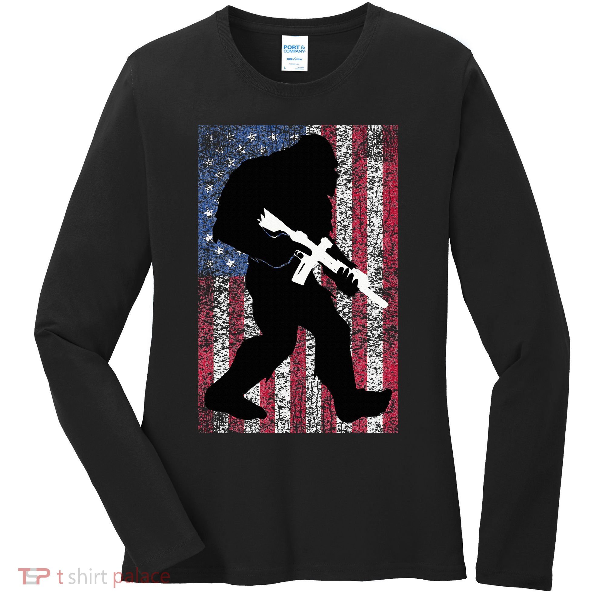 Bigfoot 2nd Amendment Right To Bear Arms Gift For Gun Owner Women's Long Sleeve Shirt