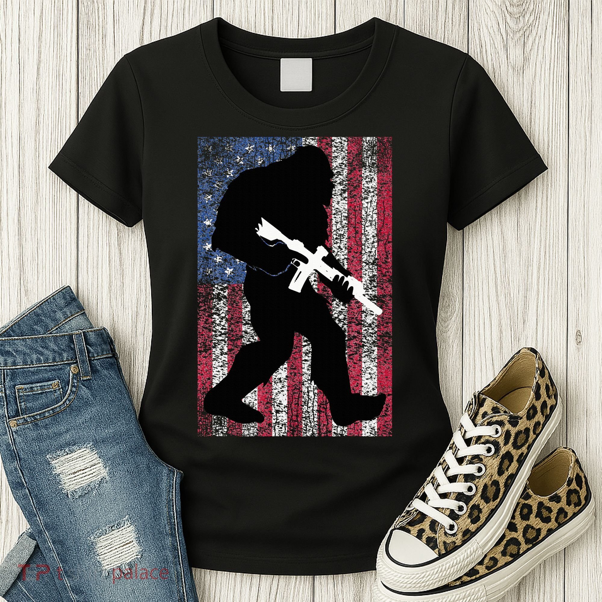Bigfoot 2nd Amendment Right To Bear Arms Gift For Gun Owner Women's T-Shirt