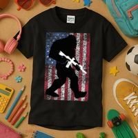 Bigfoot 2nd Amendment Right To Bear Arms Gift For Gun Owner Kids T-Shirt thumb 3