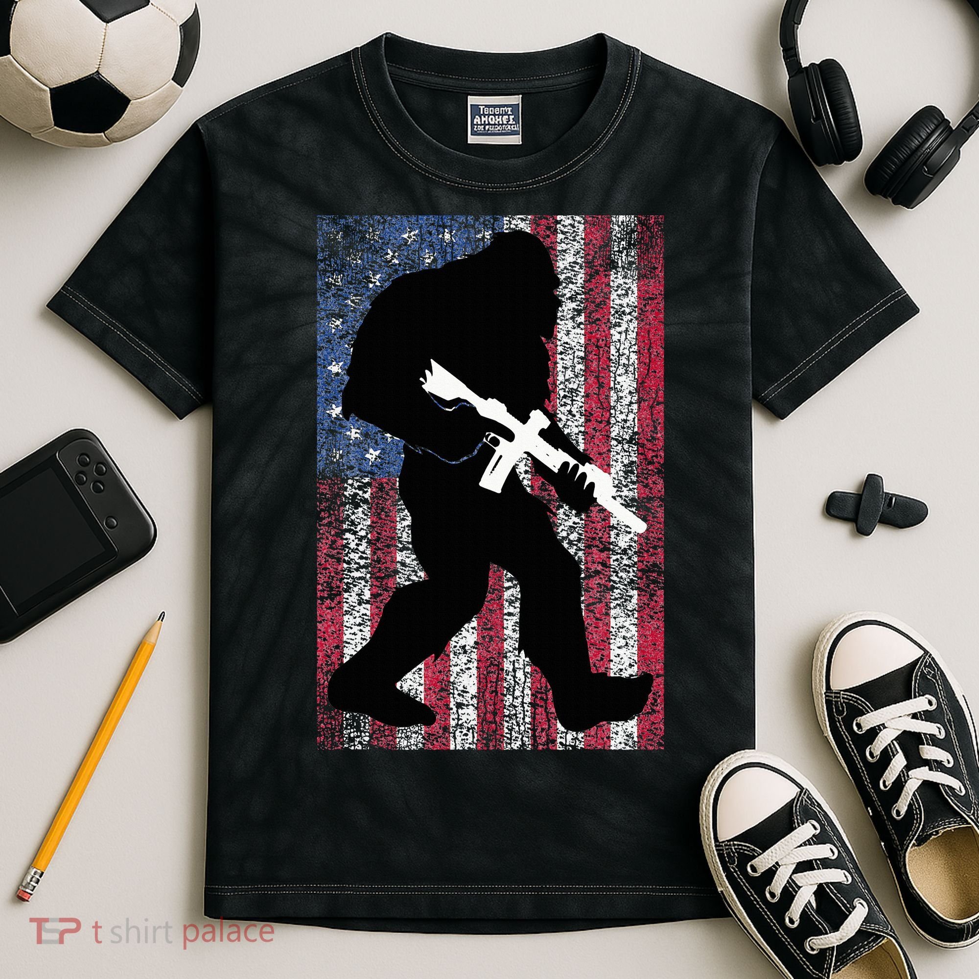 Bigfoot 2nd Amendment Right To Bear Arms Gift For Gun Owner Kids Tie-Dye T-Shirt