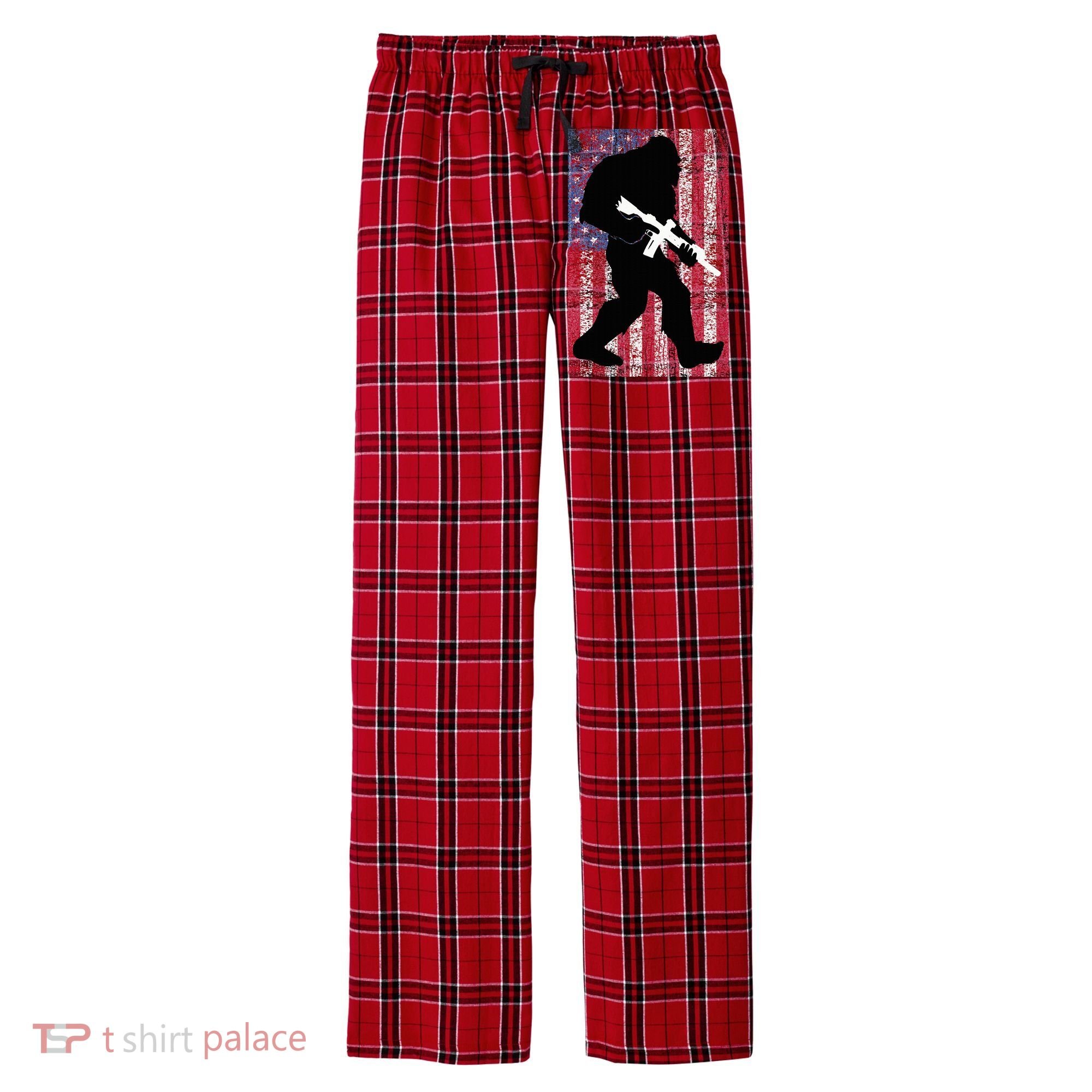 Bigfoot 2nd Amendment Right To Bear Arms Gift For Gun Owner Men's Flannel Plaid Pajama Pants