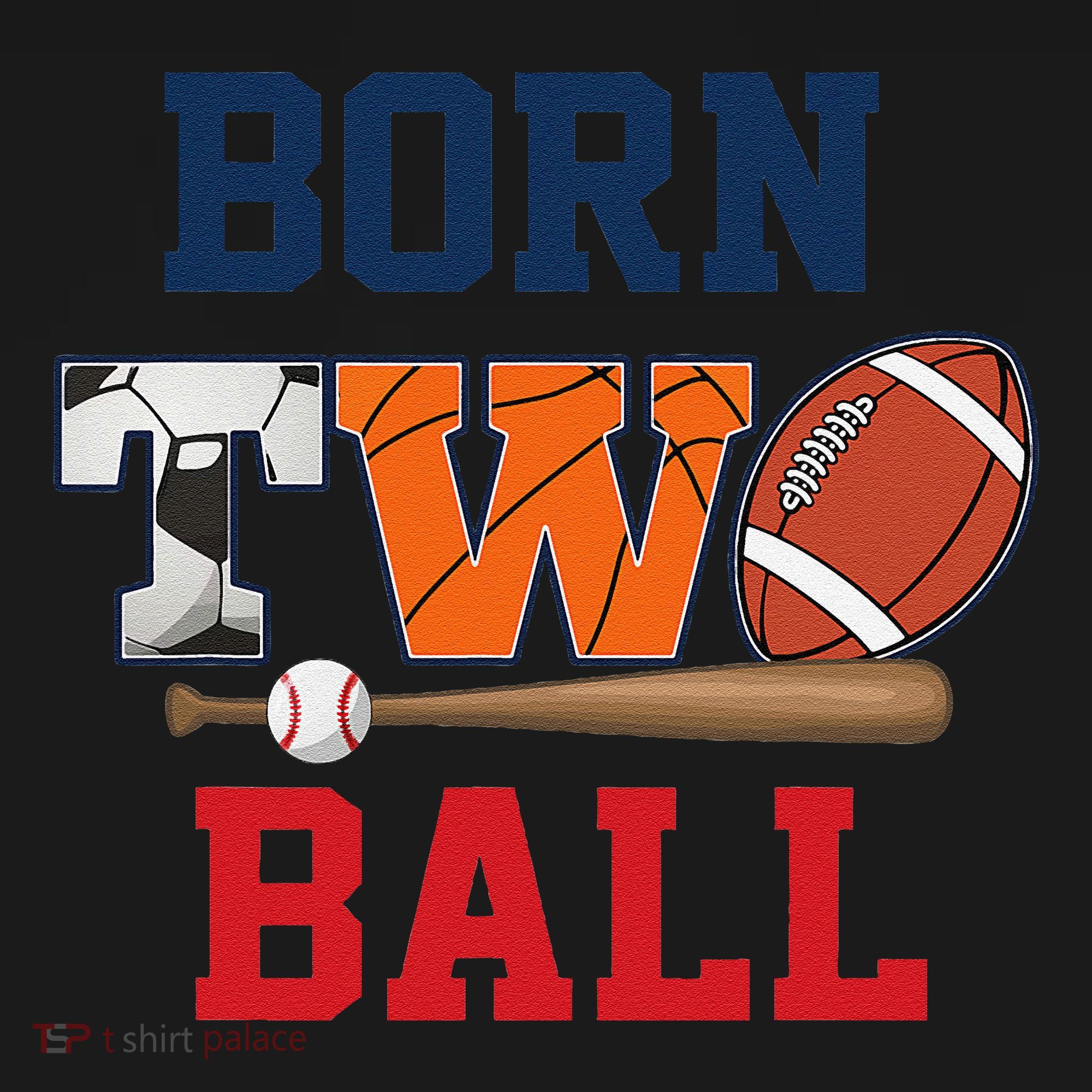 Born 2 Ball 2nd Birthday Sports 2 Year Old Second Bday Toddler Hoodie