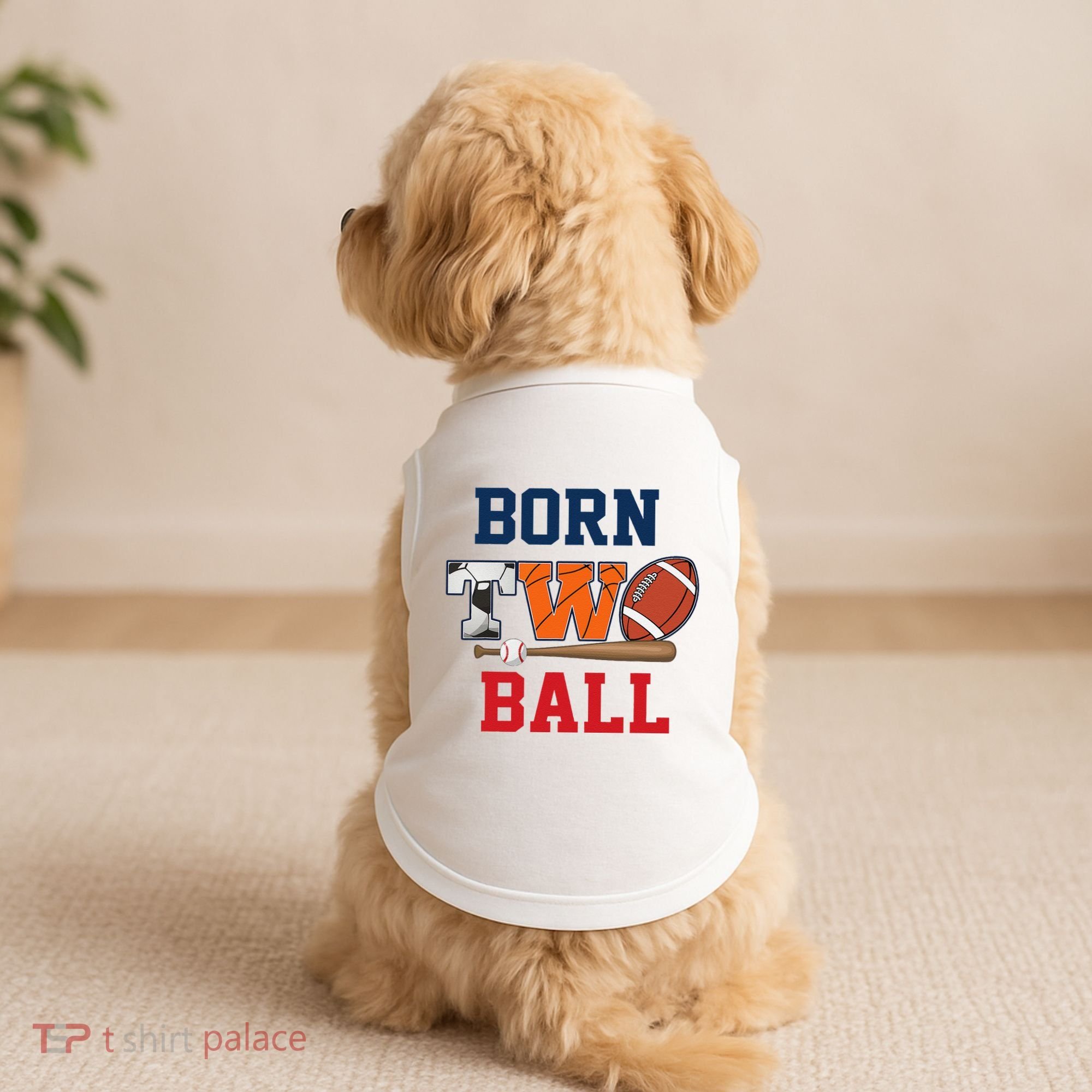 Born 2 Ball 2nd Birthday Sports 2 Year Old Second Bday Doggie Tank