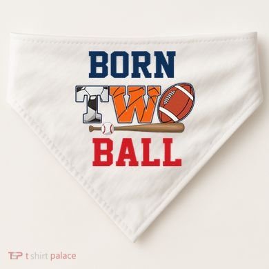 Born 2 Ball 2nd Birthday Sports 2 Year Old Second Bday USA-Made Doggie Bandana