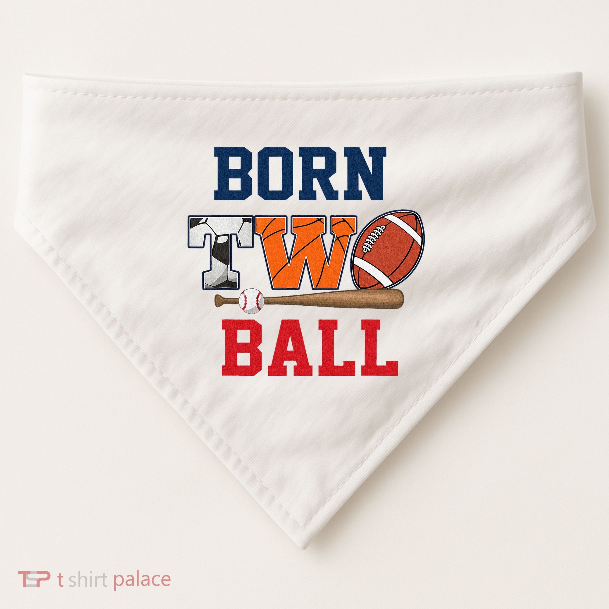 Born 2 Ball 2nd Birthday Sports 2 Year Old Second Bday USA-Made Doggie Bandana