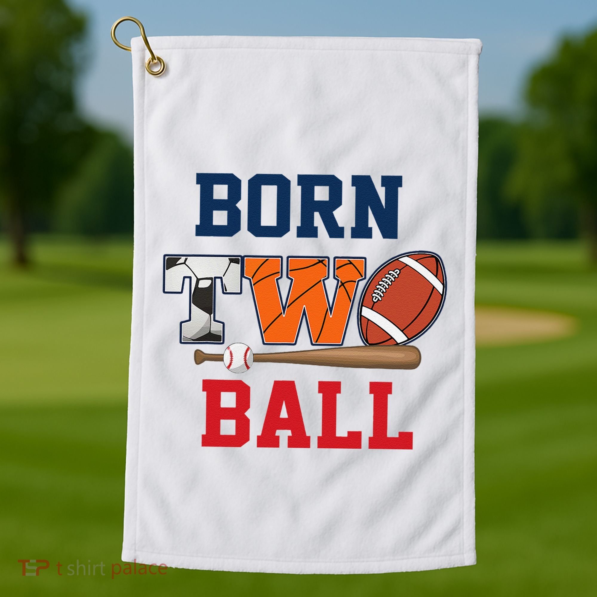 Born 2 Ball 2nd Birthday Sports 2 Year Old Second Bday Golf Towel
