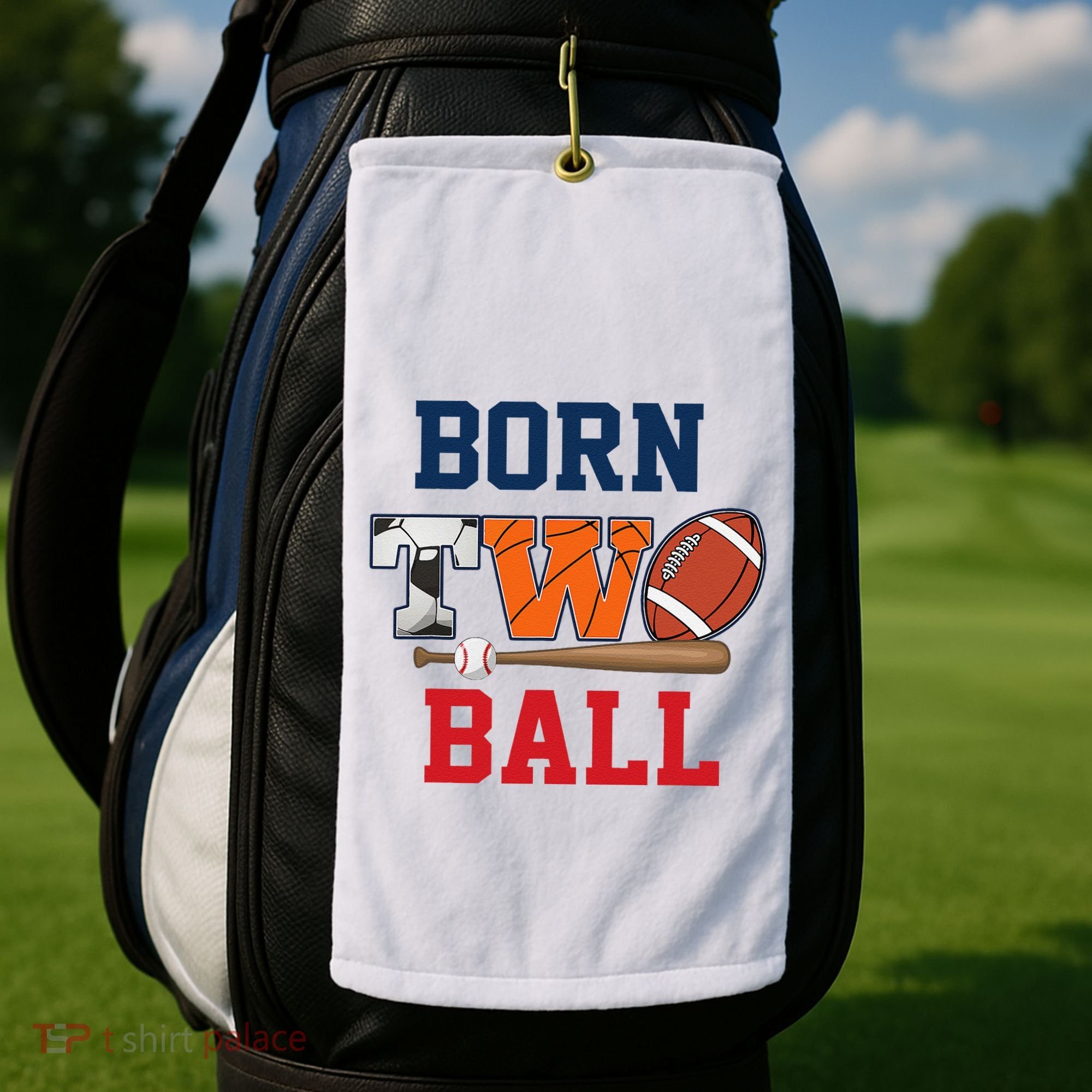 Born 2 Ball 2nd Birthday Sports 2 Year Old Second Bday Golf Towel