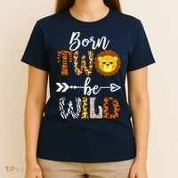 Born 2 Be Wild Birthday Decorations Girl Boy Baby Lion 2nd T-Shirt thumb 4