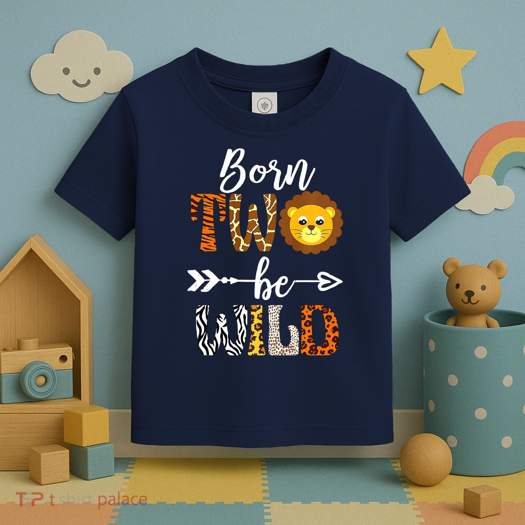 Born 2 Be Wild Birthday Decorations Girl Boy Baby Lion 2nd Toddler T-Shirt