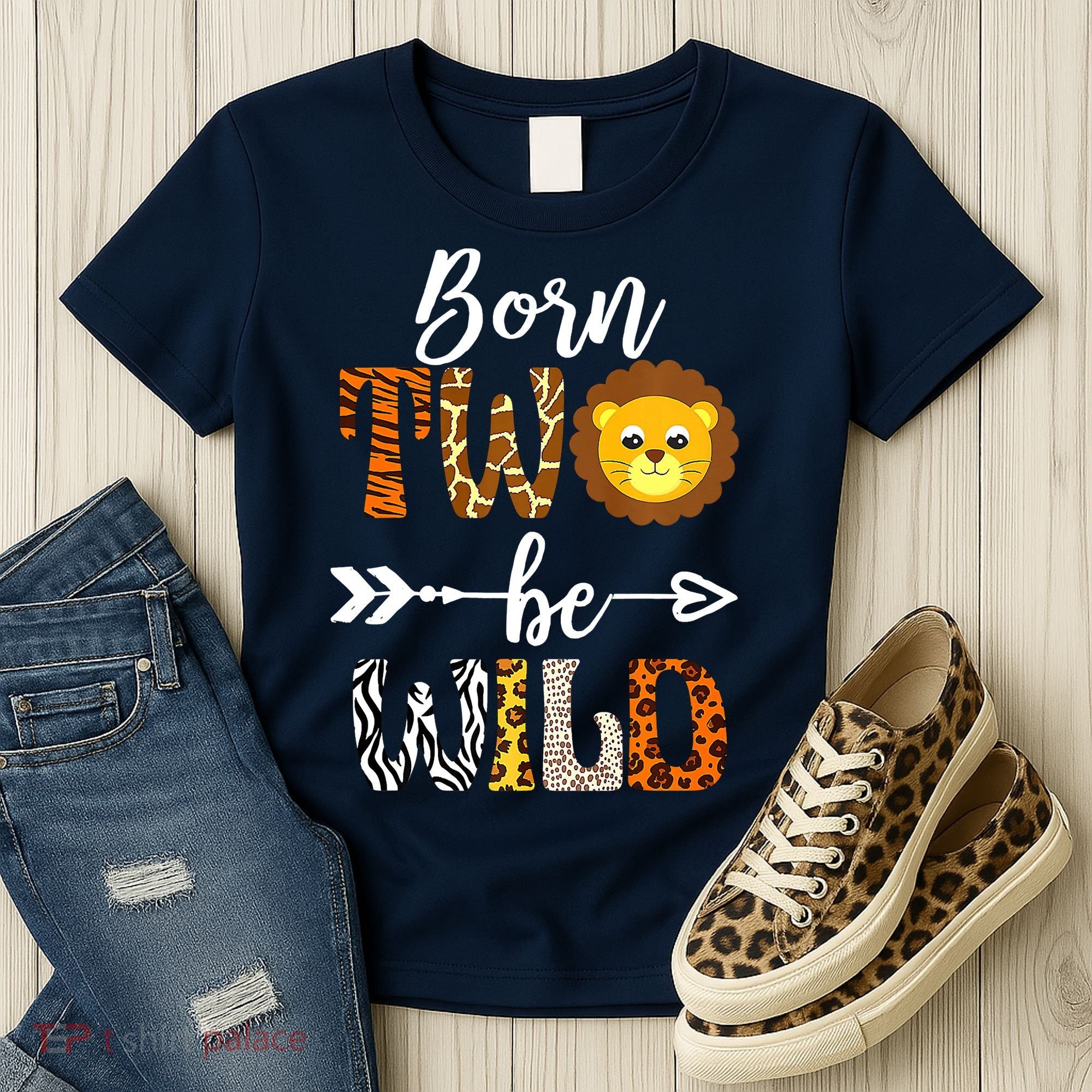 Born 2 Be Wild Birthday Decorations Girl Boy Baby Lion 2nd Women's T-Shirt