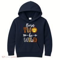 Born 2 Be Wild Birthday Decorations Girl Boy Baby Lion 2nd Kids Hoodie thumb 0