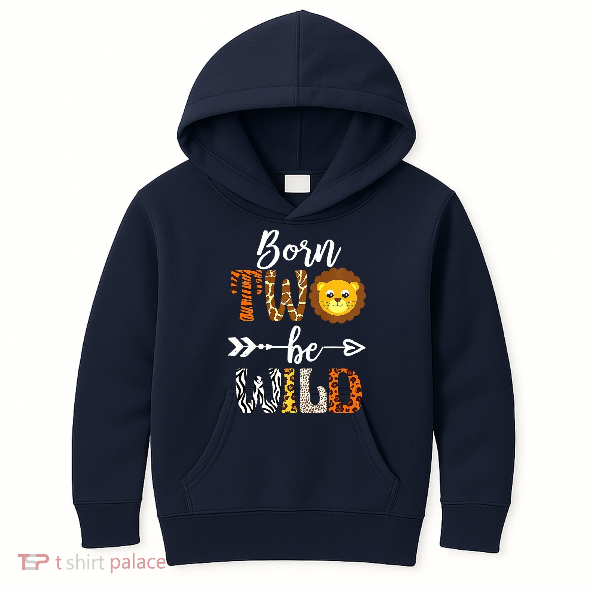 Born 2 Be Wild Birthday Decorations Girl Boy Baby Lion 2nd Kids Hoodie