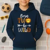 Born 2 Be Wild Birthday Decorations Girl Boy Baby Lion 2nd Kids Hoodie thumb 2