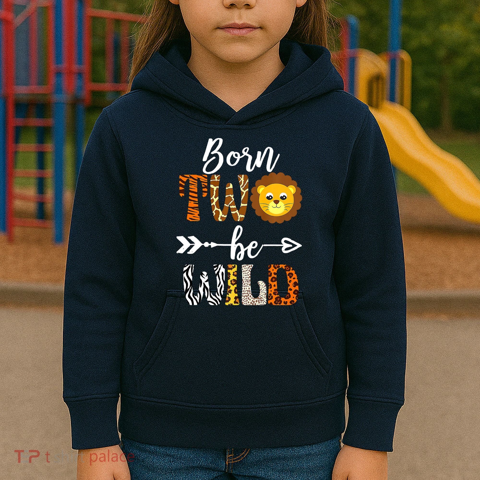 Born 2 Be Wild Birthday Decorations Girl Boy Baby Lion 2nd Kids Hoodie