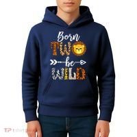 Born 2 Be Wild Birthday Decorations Girl Boy Baby Lion 2nd Kids Hoodie thumb 4